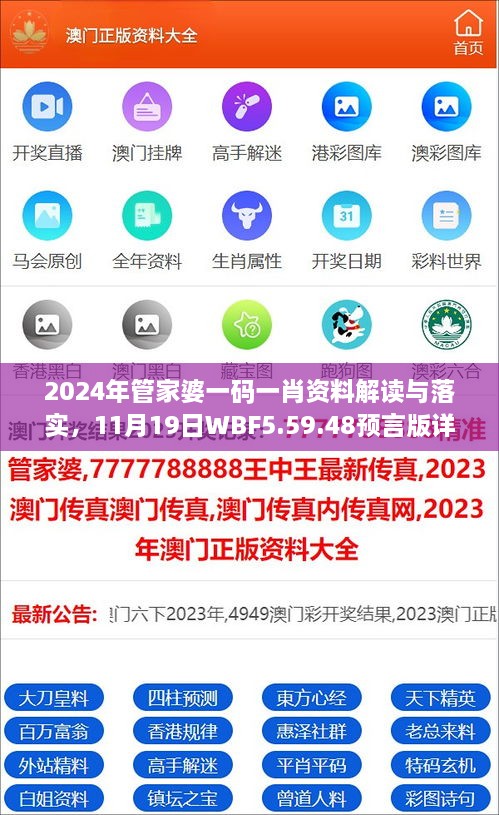 2024年管家婆一碼一肖資料解讀與落實，11月19日WBF5.59.48預(yù)言版詳解