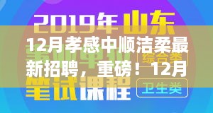 孝感中順潔柔12月最新招聘啟事，職場新星挑戰(zhàn)，崗位空缺等你來填補