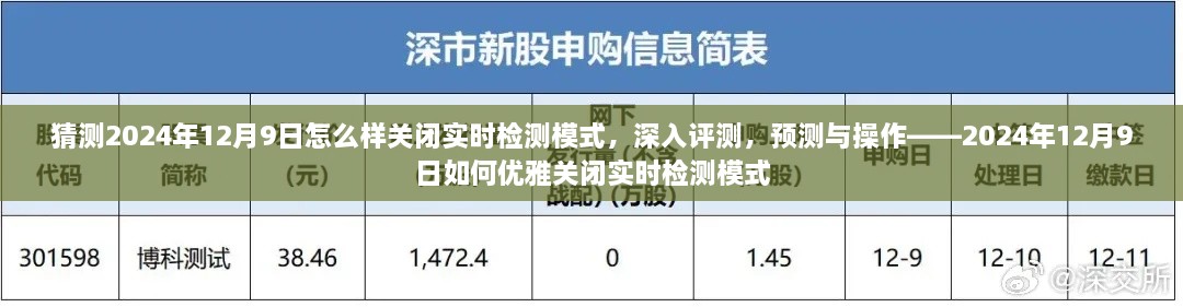 猜測2024年12月9日怎么樣關(guān)閉實(shí)時檢測模式，深入評測，預(yù)測與操作——2024年12月9日如何優(yōu)雅關(guān)閉實(shí)時檢測模式