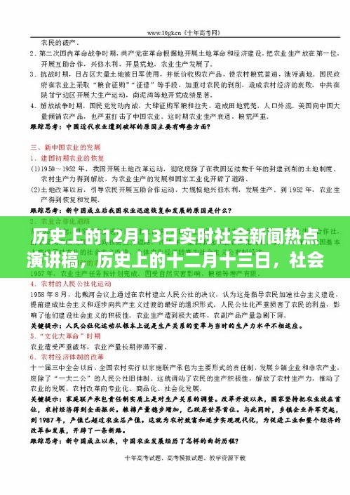 歷史上的十二月十三日社會新聞熱點回顧與影響分析，實時社會新聞熱點演講稿