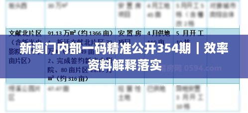 新澳門內(nèi)部一碼精準(zhǔn)公開354期｜效率資料解釋落實