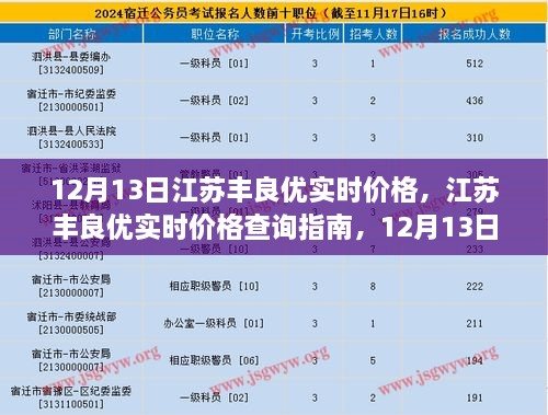 江蘇豐良優(yōu)實時價格指南，12月13日操作詳解，適用于初學者與進階用戶