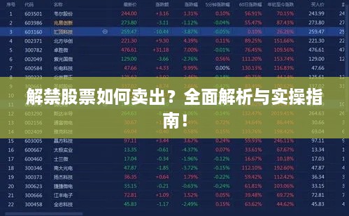 解禁股票如何賣(mài)出？全面解析與實(shí)操指南！