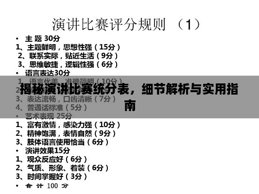 揭秘演講比賽統(tǒng)分表，細(xì)節(jié)解析與實(shí)用指南