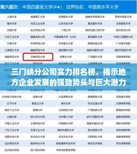 三門峽分公司實力排名榜，揭示地方企業(yè)發(fā)展的強勁勢頭與巨大潛力