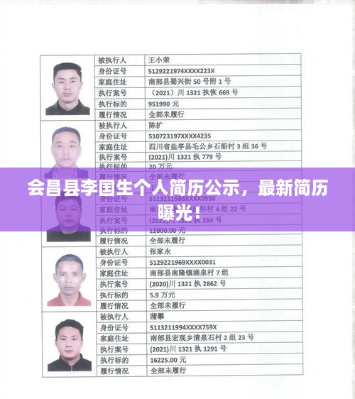 會昌縣李國生個人簡歷公示，最新簡歷曝光！