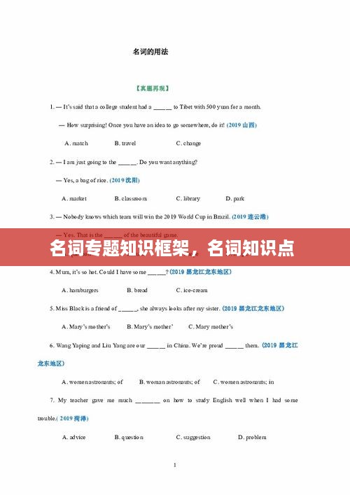 名詞專題知識框架，名詞知識點(diǎn) 