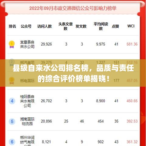 縣級(jí)自來(lái)水公司排名榜，品質(zhì)與責(zé)任的綜合評(píng)價(jià)榜單揭曉！